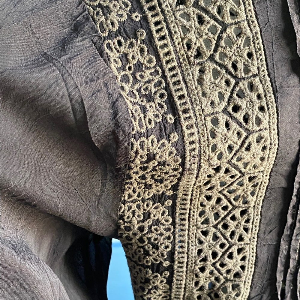 Johnny Was Dark Tunic with Lace Accents - Picture 5 of 8